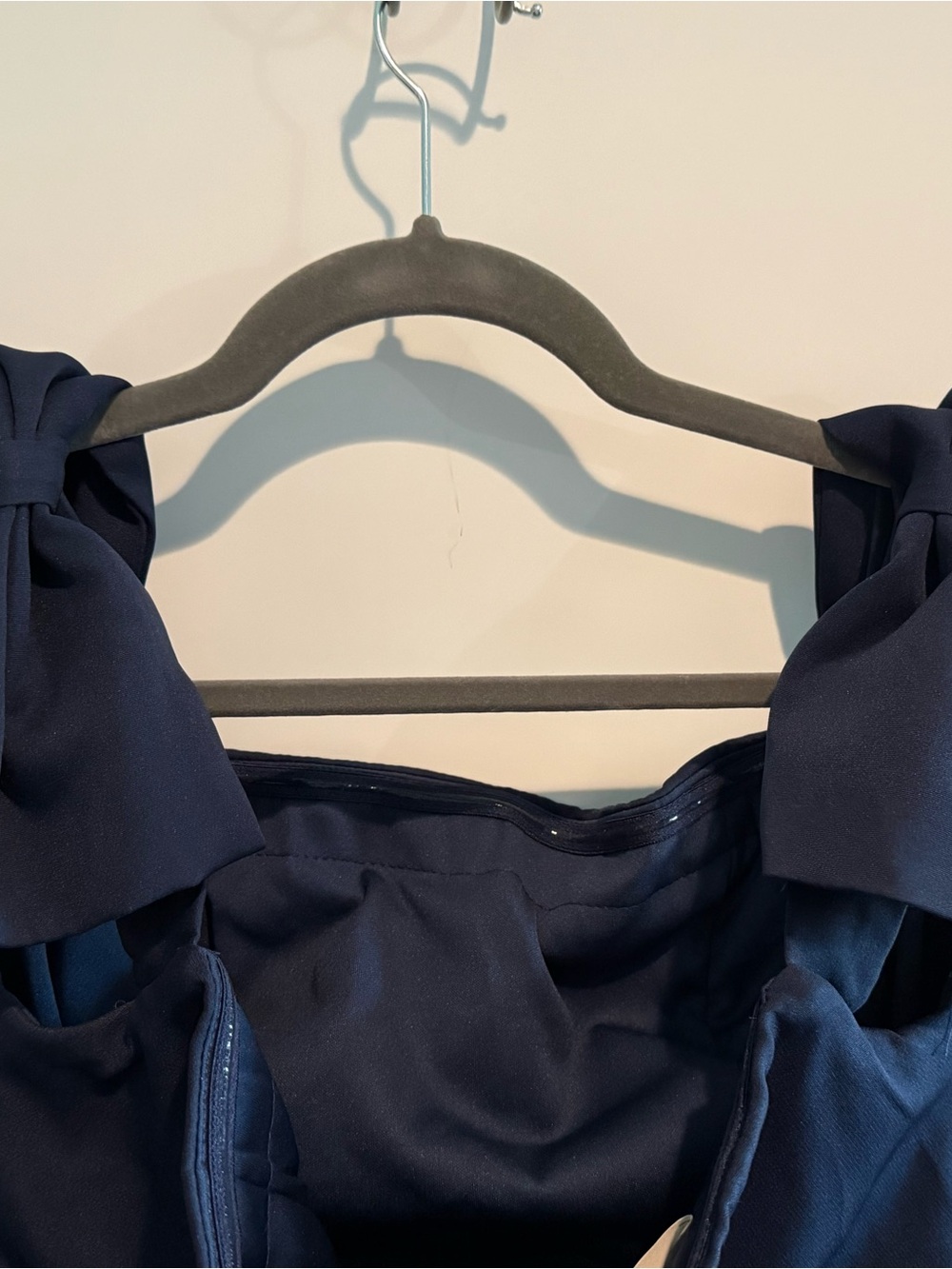 Stacees Navy Blue Crepe Bow Strap Mini Dress NWT Homecoming - Picture 5 of 9